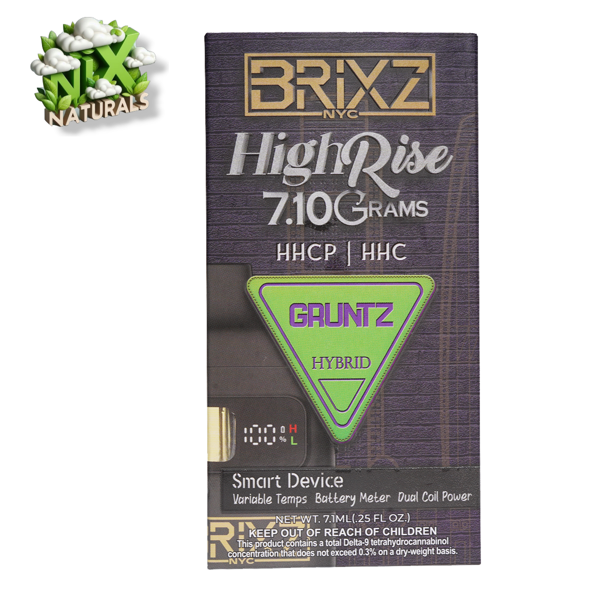 BrixZ ® | Vape Desechable | HHC | 5.5G | 7.1mL | Pluma Wax