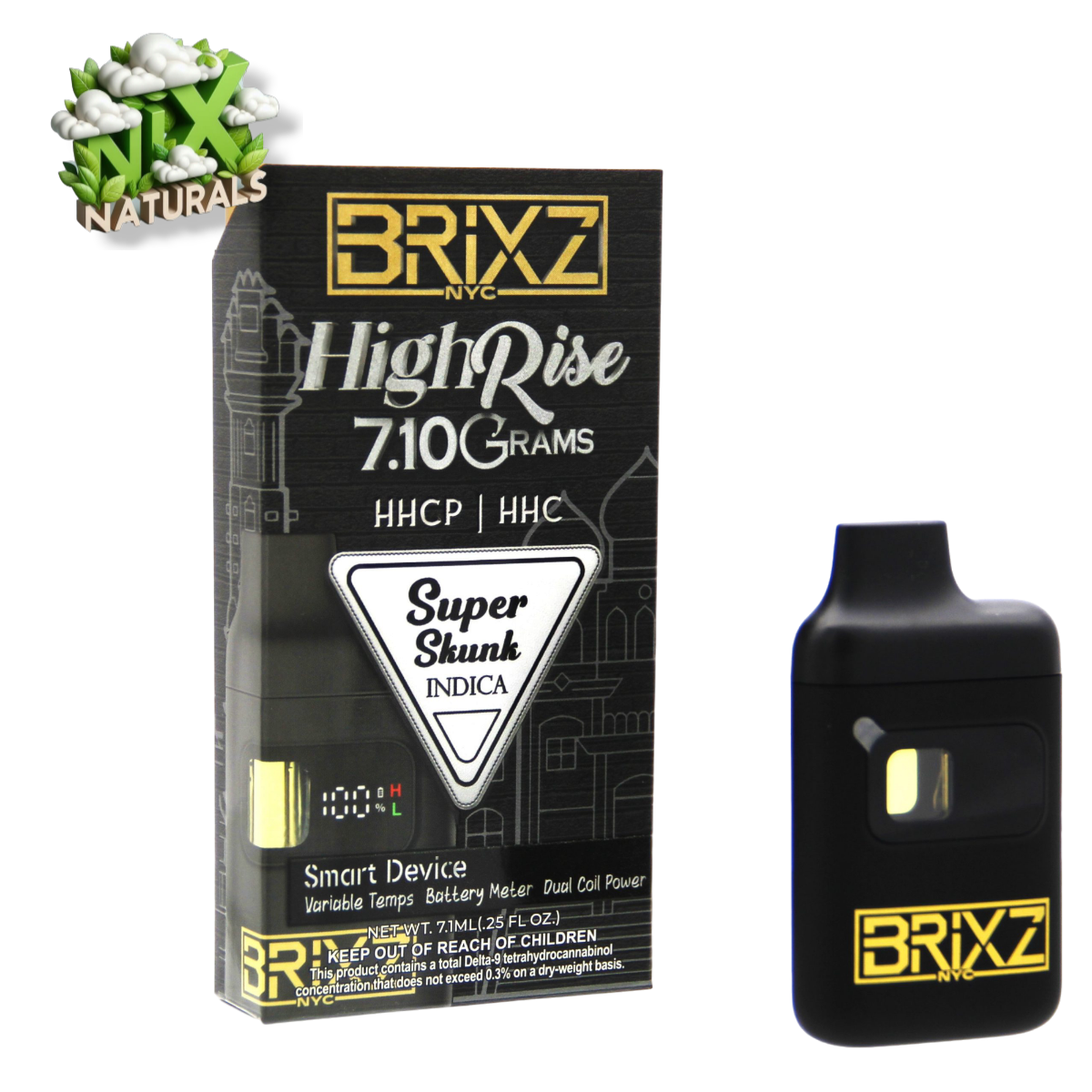 BrixZ ® | Vape Desechable | HHC | 5.5G | 7.1mL | Pluma Wax