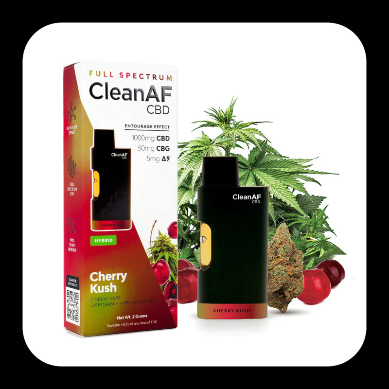 CleanAF | Vape Desechable | Espectro Completo | CBD + CBG + Delta 9 | 1000 mg + 50 mg + 5 mg | 2mL