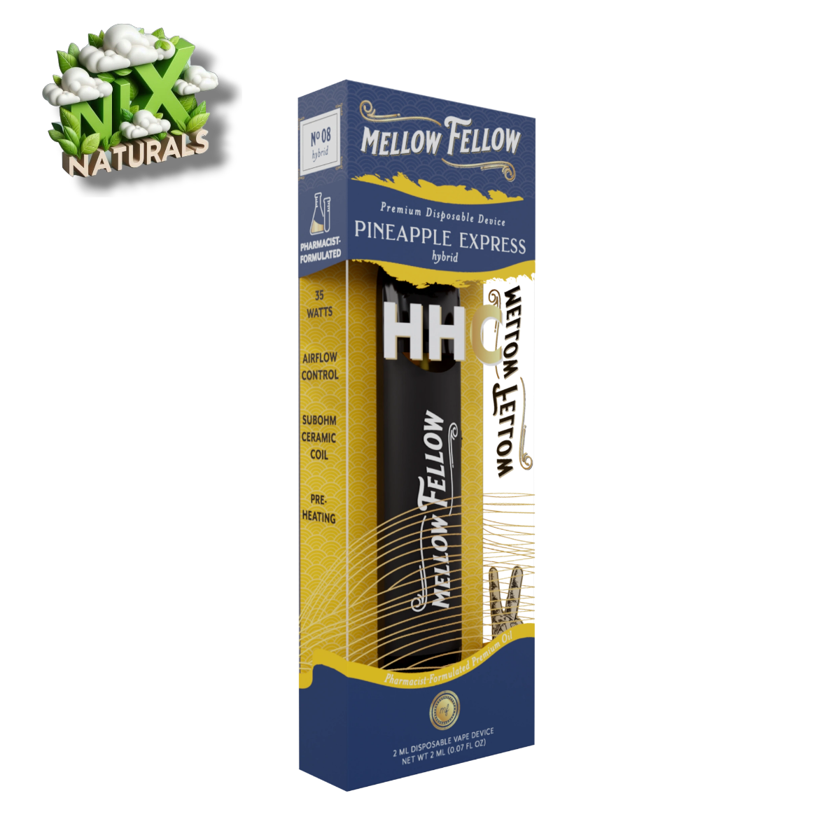 Mellow Fellow ® | Vape Desechable | HHC | 2G | 2mL | Pluma Wax