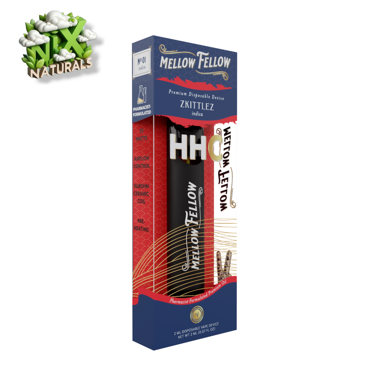 Mellow Fellow ® | Vape Desechable | HHC | 2G | 2mL | Pluma Wax