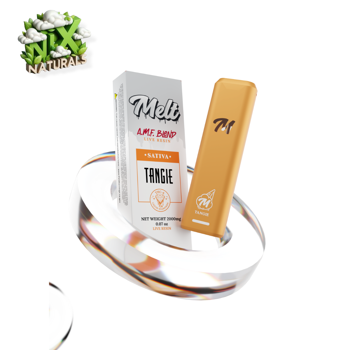 Melt ® AMF Blend | Vape Desechable | HHC + THCa + THCp + Live Resin | 2G | 2mL | Pluma Wax